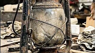 Restored a Severely Corroded Railway Lantern After Decades of Rust #rustremoval #woodworking.mp4