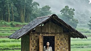 woman caught on heavy rain