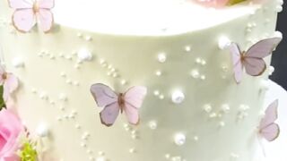 Elegant Pink Rose & Butterfly Cake Decorating Tutorial 🌸🦋