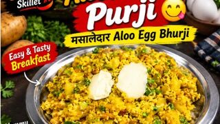 Aloo Ande Ki Purji 😋 | मसालेदार Aloo Egg Bhurji Recipe | Easy & Tasty Breakfast | The Sizzling Skillet