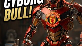 Epic Manchester United Mecha Bull Cyborg - 3D Cinematic Sci-Fi Render