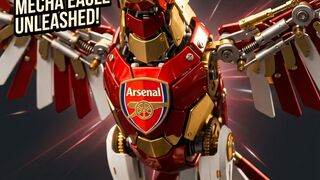 Futuristic Arsenal FC Mecha Eagle Cyborg - 3D Cinematic Sci-Fi Render