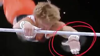 Epic save in gymnastics competition