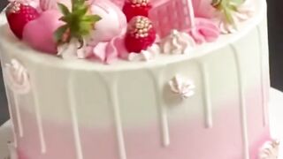 Pink Ombre Drip Cake Decorating Tutorial with Strawberries & Chocolates 🍓🎂