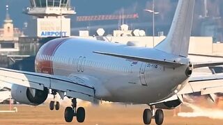 Sunset in the Alps🌤️🏔️Norwegian Boeing 737 on final at Innsbruck