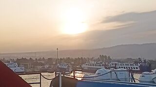 sunset on the boat