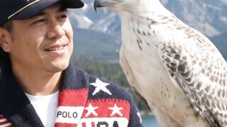 🦅 A Majestic Falcon Against the Snowy Mountains | Freedom in the Wild