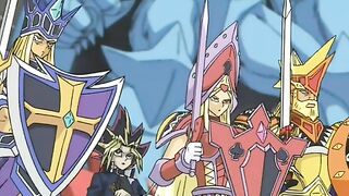 Atem summons the winged dragon Ra to battle Yugi Muto