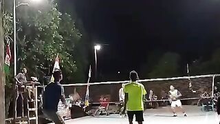 Practising badminton