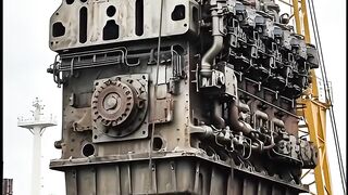 MASSIVE SHIP ENGINE NEAR COLLAPSE! Crane Struggles to Hold Heavy Load 😱⚙️ #fail #disaster #shorts