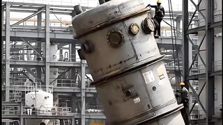 Industrial Pressure Vessel Hangs on the Brink of COLLAPSE 😱🏭 ｜ Crane Lift Disaster #fail #disaster