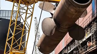 SHIPYARD CRANE COLLAPSE! Massive Propeller Shaft Drops Mid-Air