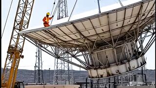 SATELLITE DISH COLLAPSES Mid-Air! Crane Disaster at Communication Facility 😱📡 #fail #engineering