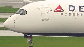 Delta A350 Takes Off at Foggy Amsterdam Schiphol! 🌧️✈️