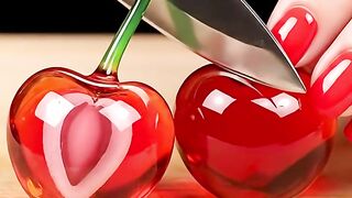 Cutting Glass Fruit ASMR_ Stone Fruit 🍒🍑
