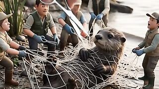 Rescue Team Saves Baby Otter from Fishing Net
