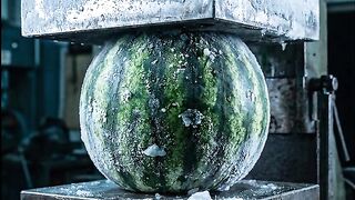 Hydraulic Press Crushing a Frozen Watermelon | Satisfying ASMR
