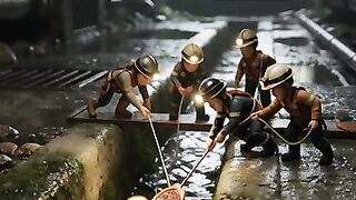 Rescue Team Saves Duckling Trapped in Drain
