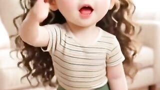 A young girl happily dancing away.
