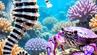 Seahorse vs. purple crab....