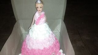 Barbie Birthday Cake With Three Color Combination