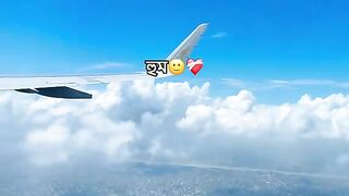 The plane is going in the sky