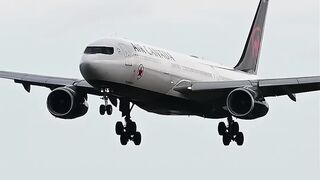 Air Canada A330 touching down RWY 25R at Frankfurt Airport