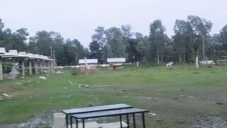 পার্কে কাদা হয়েছে বৃষ্টির কারণে