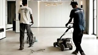 Living Room With 3D Epoxy Flooring with Cloud Effect