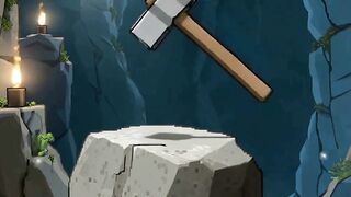 Cracking Open a Giant Cave Rock to Discover a Rare Blue Crystal! | Satisfying Pixel Mining Animation