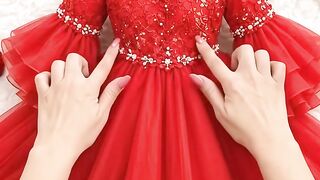 Stunning Red Embroidered Gown with Pearl Details ❤️✨