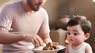 Naughty Baby Steals Dad's Food While Eating - Cutest Family Moment Ever!