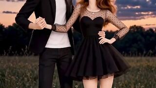 Romantic Couple Dance Under the Starry Night, Sweet Animated Love Story, Magic Evening Walk and Dance