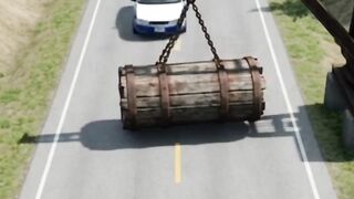 Police Car Gets Trapped by a Giant Log! 🚔😱