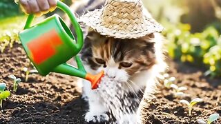 A cat gardening in the garden.