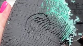 Satisfying Soap Carving ASMR: Black & Green Soap Crushing!
