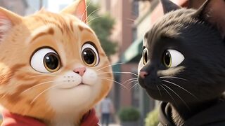 The orange cat was being bullied by the black cat
