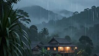 Mountain Village Storm at Night | Heavy Rain & Thunder Sounds for Deep Sleep