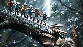 Rescue Team Saves Baby Squirrel from Fallen Tree