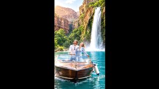 Romantic Waterfall Adventure 💦❤️ | Beautiful Couple Boat Ride in Nature