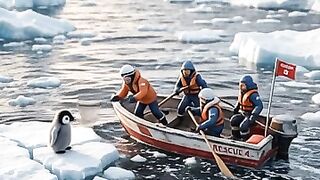 Rescue Team Saves Penguin from Floating Ice