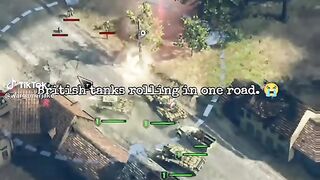British tanks rolling in one road.