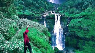 Valley view with a waterfall