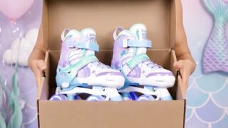 Children's roller skates with 4 wheels and purple LED lights - Mermaid color 😍