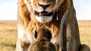 Lion Cries in Fear Seeing a Monkey with a Sword! 🦁🐒⚔️