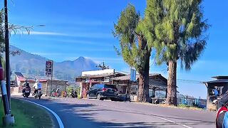 Beautiful Mountain Road Trip in East Java, Indonesia - Scenic View with Mount Bromo
