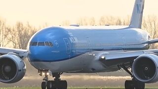 GE-90 POWER🔊🔊 KLM Boeing 777-200ER leaving Schiphol via RWY 36L