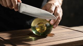 Cutting a Glass Coconut... Wait for the Sound! 🔪✨