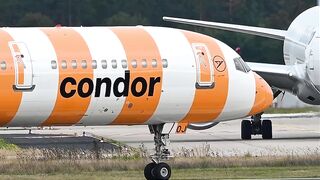 757 vs 777✈️ Seeing the Condor Boeing 757-300 leaving FRA via RWY 18