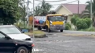 Car driving against the flow of traffic